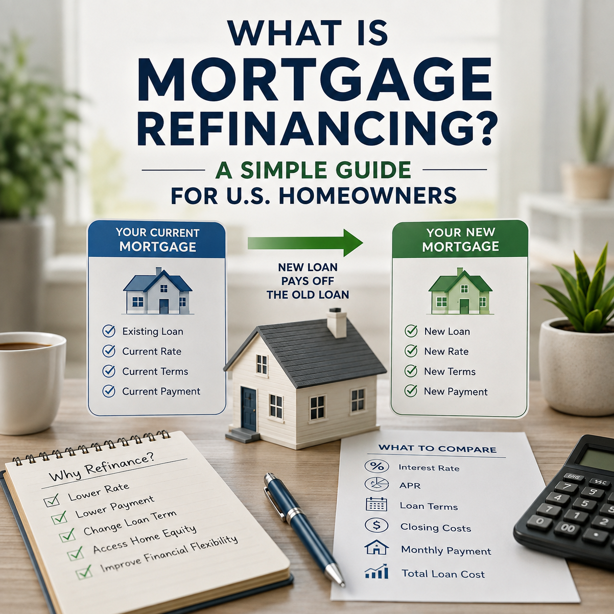 What Is Mortgage Refinancing – existing mortgage replaced by a new home loan with updated rates, terms, payments, and closing costs