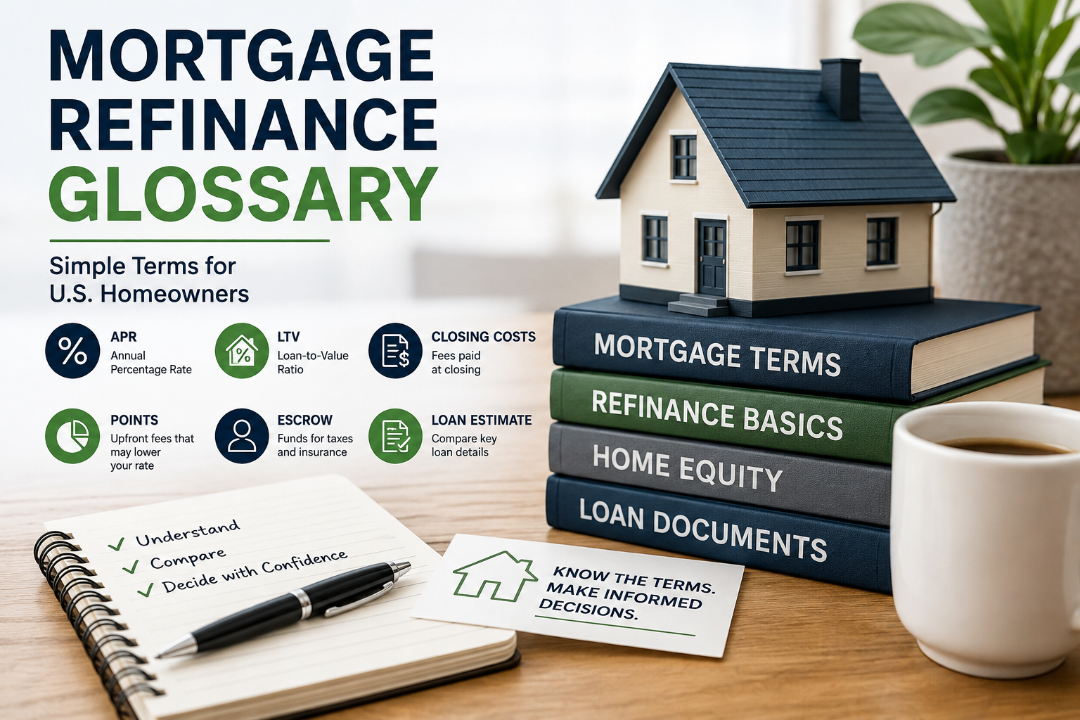 Mortgage Refinance Glossary – APR, LTV, points, escrow, closing costs, loan estimates, and refinancing terms